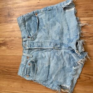 Levi's Blue Jean Shorts Distressed Frayed Hem